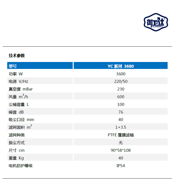 御衛仕220V工業吸塵器YC-3680